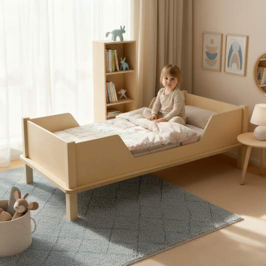 Houten kinderbed van massief eikenhout