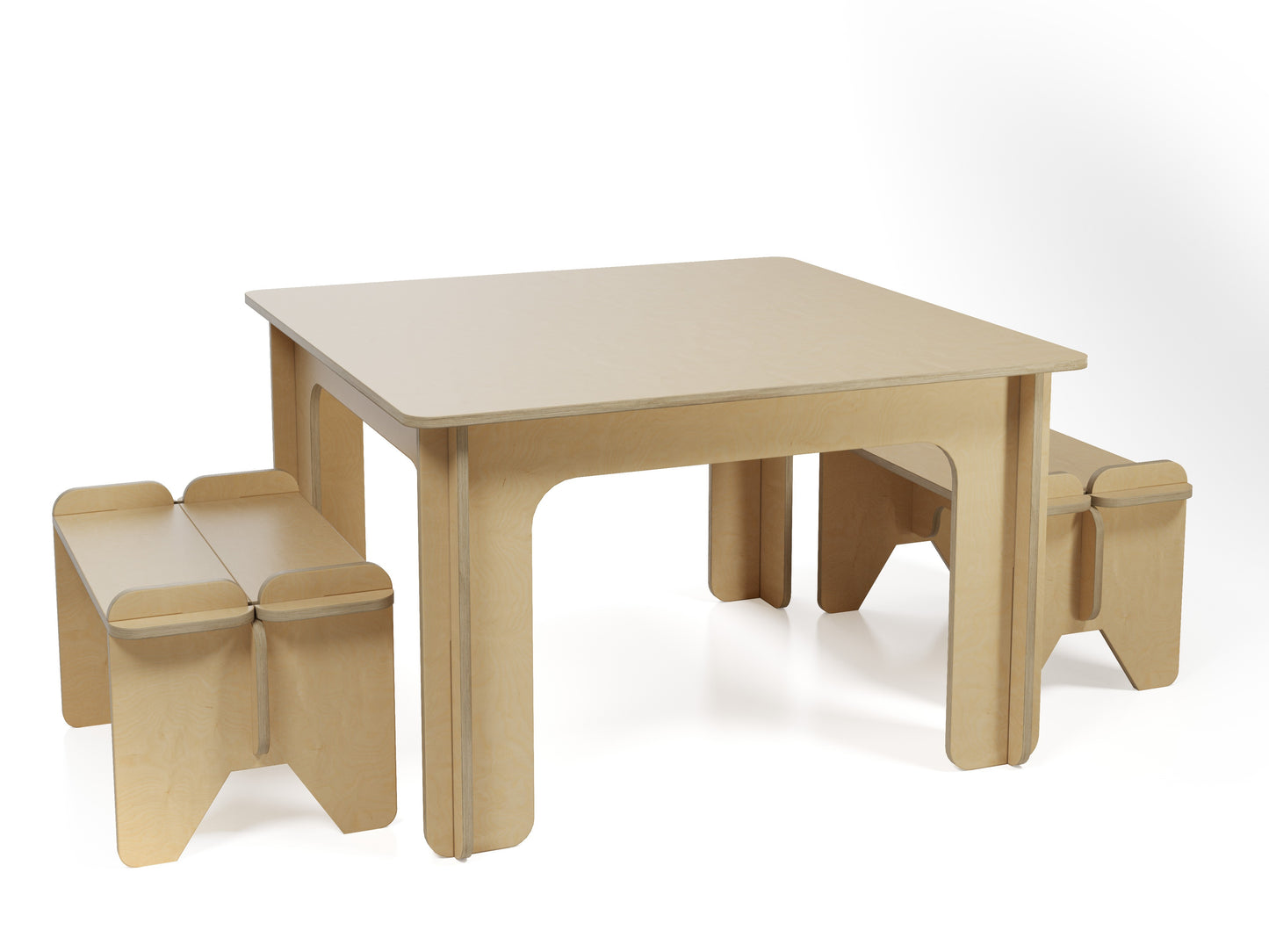 Houten speeltafel met bankje